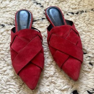 Marc fisher flat suede leather mules